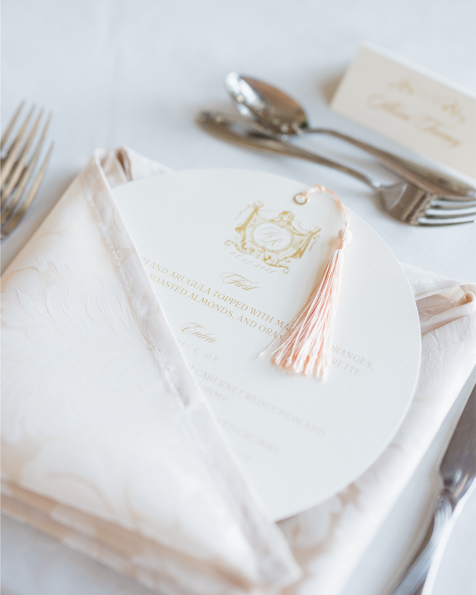 Printed patterned soft blush champagne wedding dinner napkins on amazon (color beige)