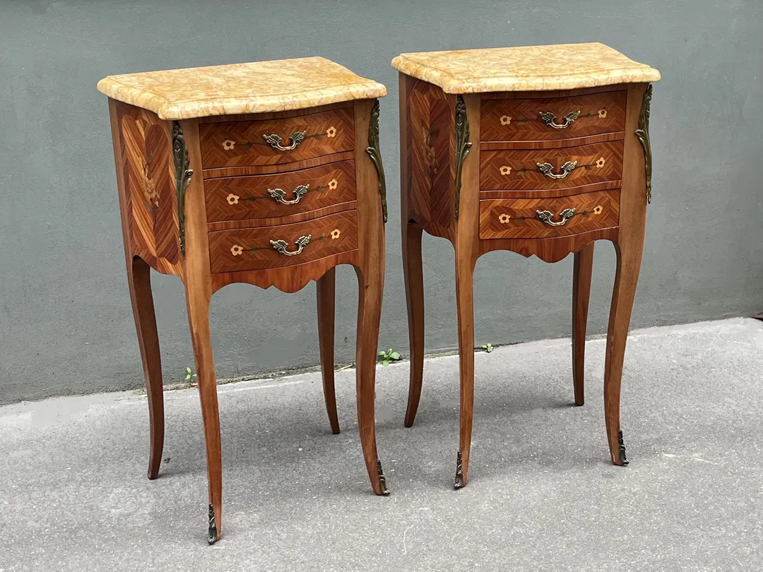Pair of French Louis XV Style Rosewood Side Tables Nightstands - Etsy | Etsy (US)