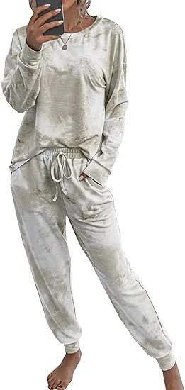 PRETTYGARDEN Women's Two Piece Loungewear Fall Casual Long Sleeve Tops Jogger Pants Pajama Sets M... | Walmart (US)