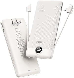 VEGER Portable Charger with Built-in AC Plug and Cables, All in One 10000mAh Ultra Slim Power Ban... | Amazon (US)