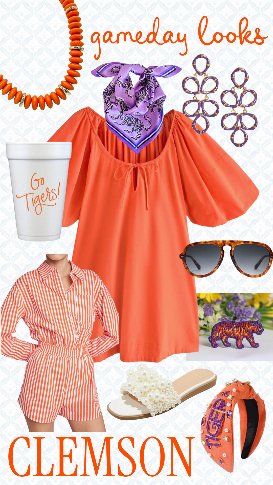 For the Clemson girls on gameday!! Such fun orange and purple finds! 

 #LTKSeasonal #LTKParties #LTKFindsUnder100