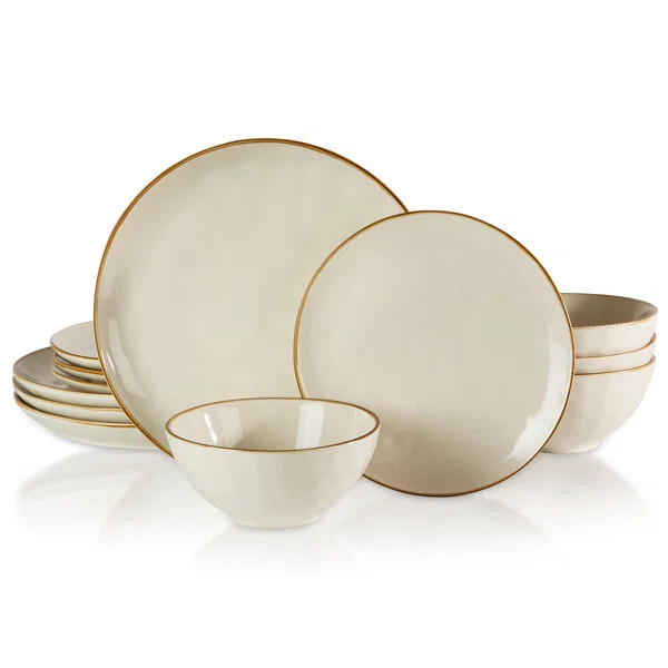 Mercer41 Paytan 12-Pieces Stoneware Dinnerware Set - Service for 4 | Wayfair North America