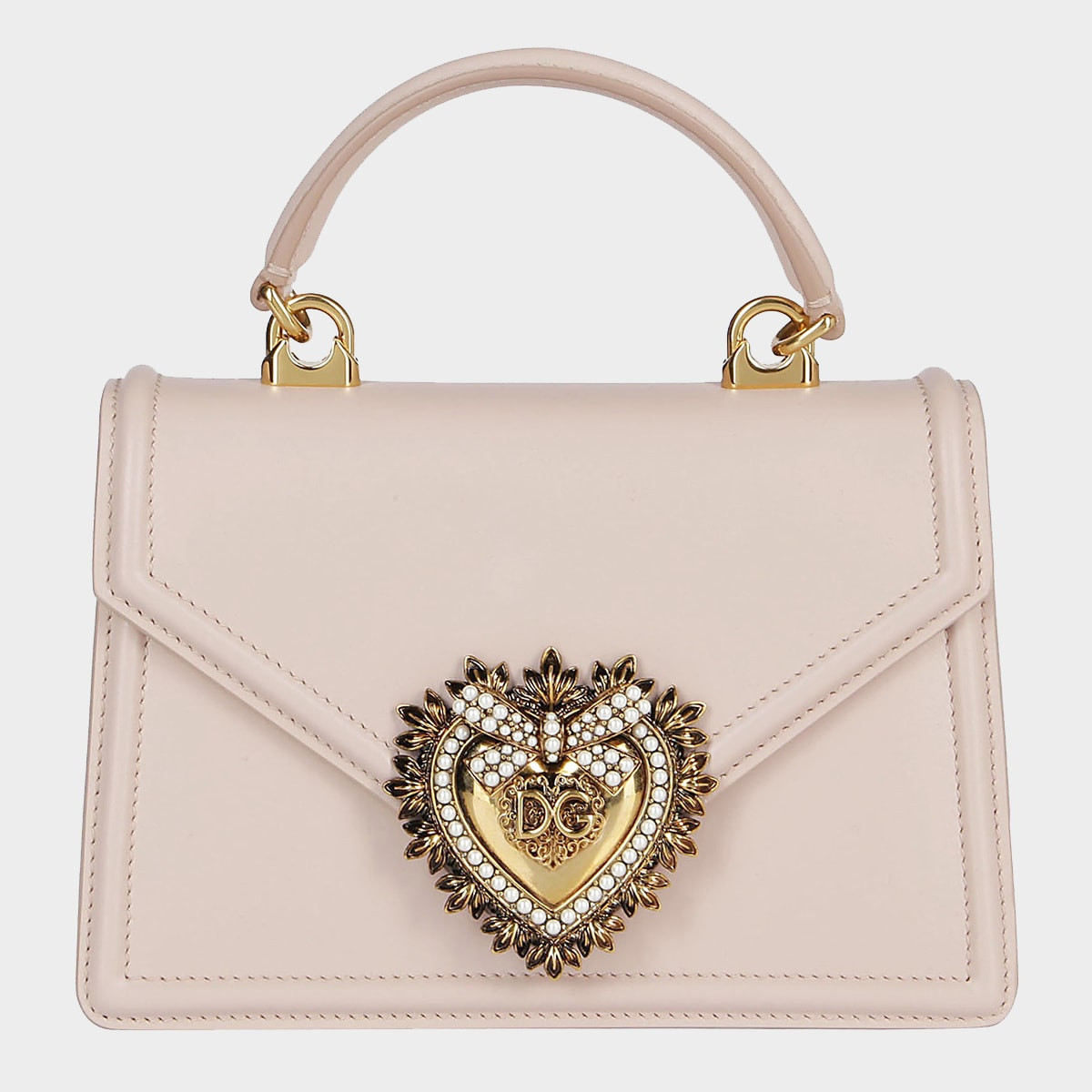 Dolce & Gabbana Pink Beige Leather Top Handle Bag | Italist.com US