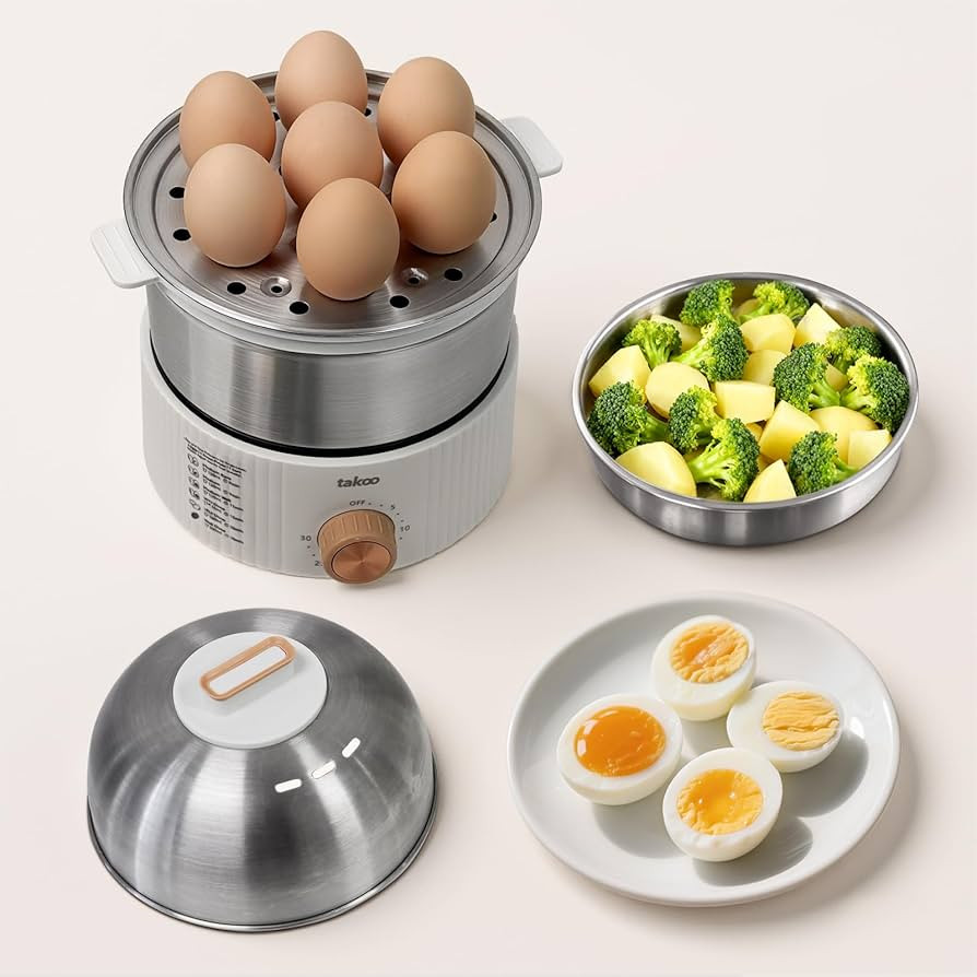 TAKOO 3-in-1 Electric Egg Cooker for Hard Boiled Eggs Poacher, Omelet Maker & Vegetable Steamer, ... | Amazon (US)