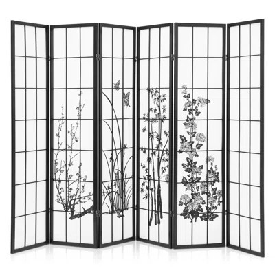 5.8FT Tall Partition Wall Folding Room Divider, 6 Panel Wood Freestanding Privacy Screen for Bedroom | Wayfair North America