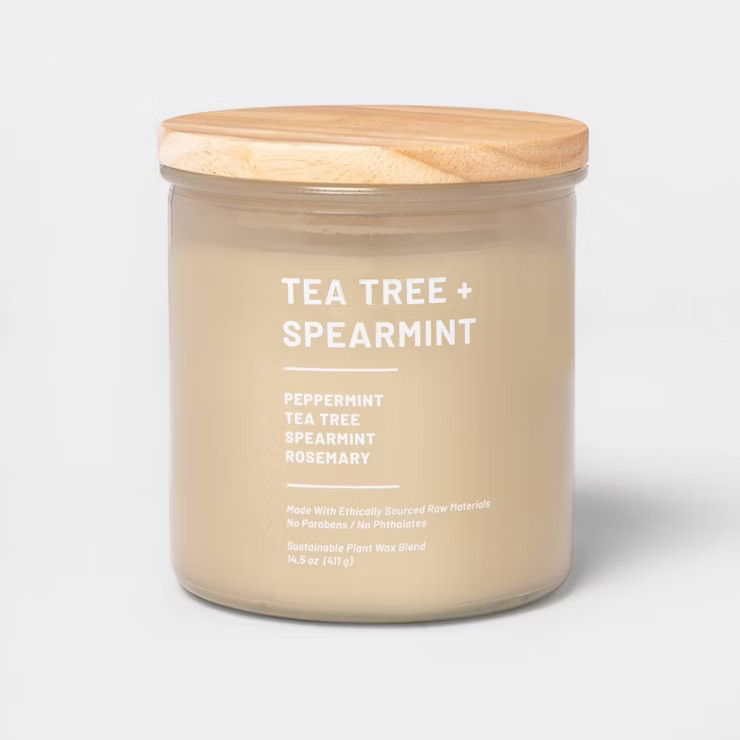 14.5oz Glass Jar Tea Tree and Spearmint Candle Beige - Project 62™ | Target