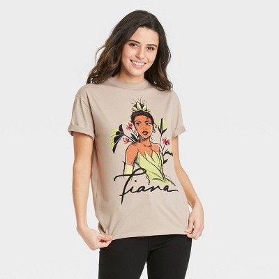Women's Disney Princess Tiana Short Sleeve Graphic T-Shirt - Beige | Target