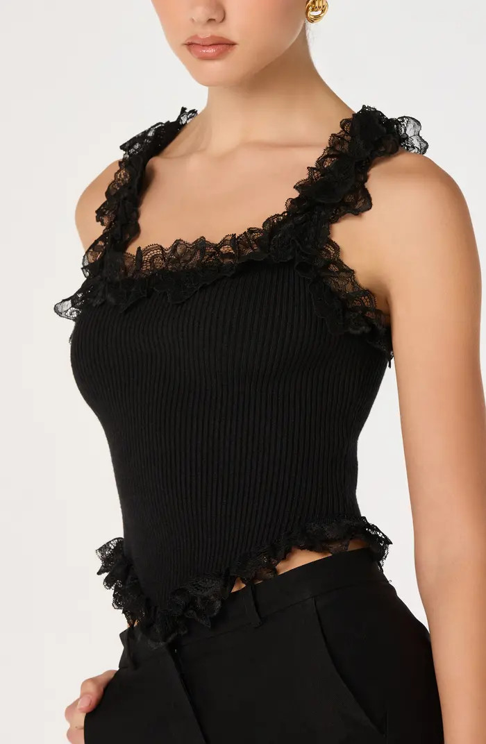Amity Ruffle Lace Rib Tank | Nordstrom