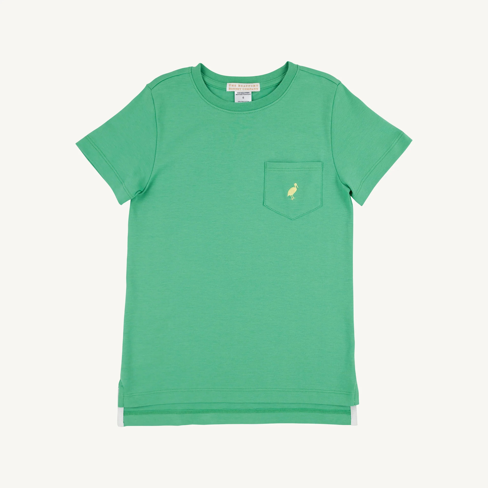 Carter Crewneck - Gibson Island Green with Lake Worth Yellow Stork | The Beaufort Bonnet Company
