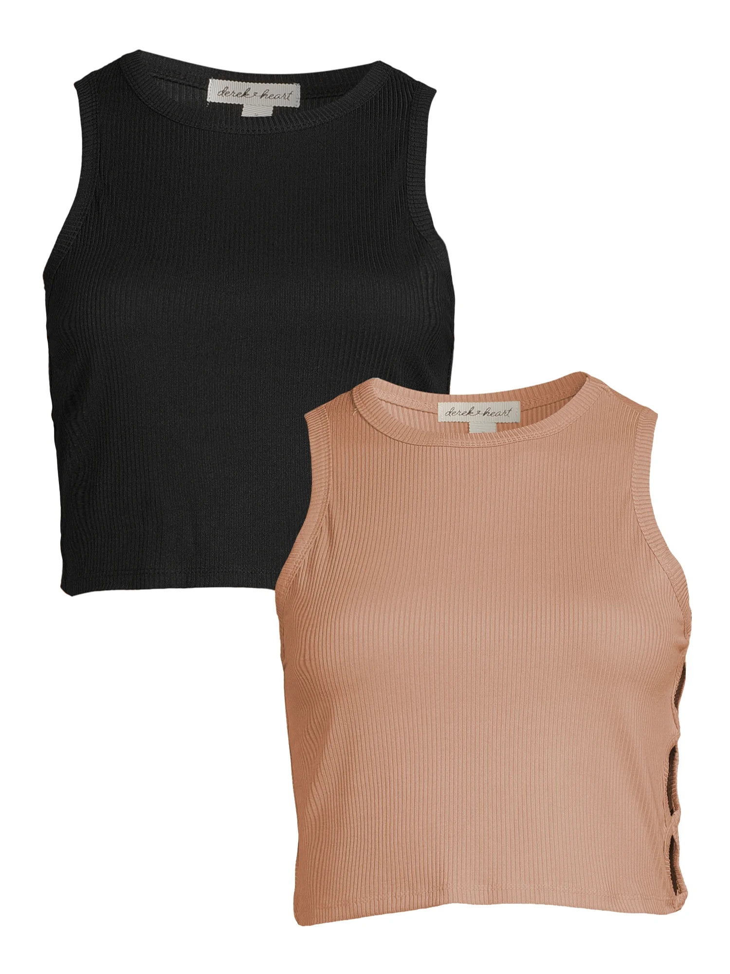 Derek Heart Juniors Meet and Greet Fitted Crew Neck Tank Top with Side Cut-Out Detail, 2-Pack - W... | Walmart (US)