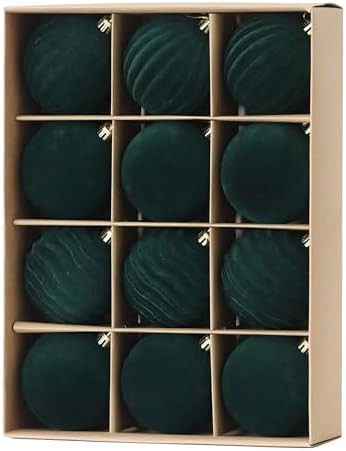 Senjie 3.15 inch Christmas Tree Ornaments Velvet Balls,12PCS Flocked Decoration Balls Ornaments S... | Amazon (US)