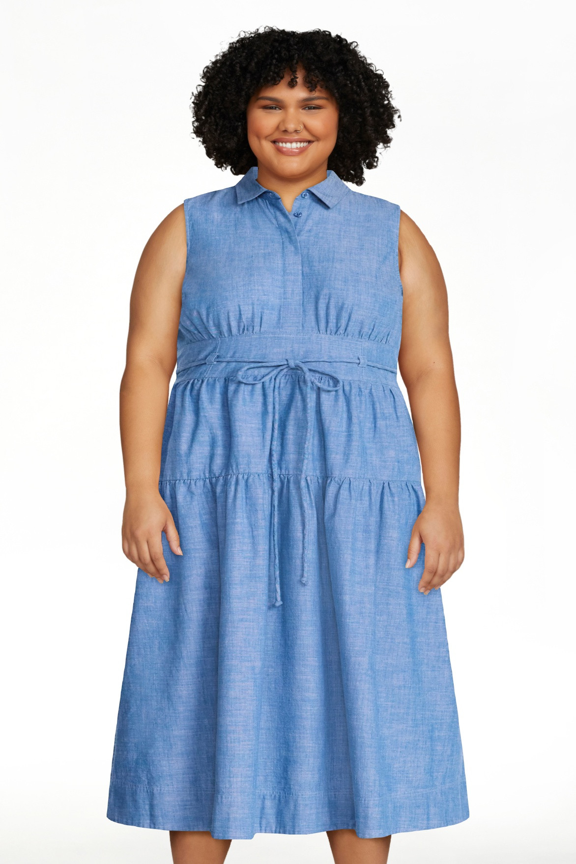 Free Assembly Women's and Women's Plus Sleeveless Cotton Maxi Shirtdress with Belt, Sizes XS-4X | Walmart (US)