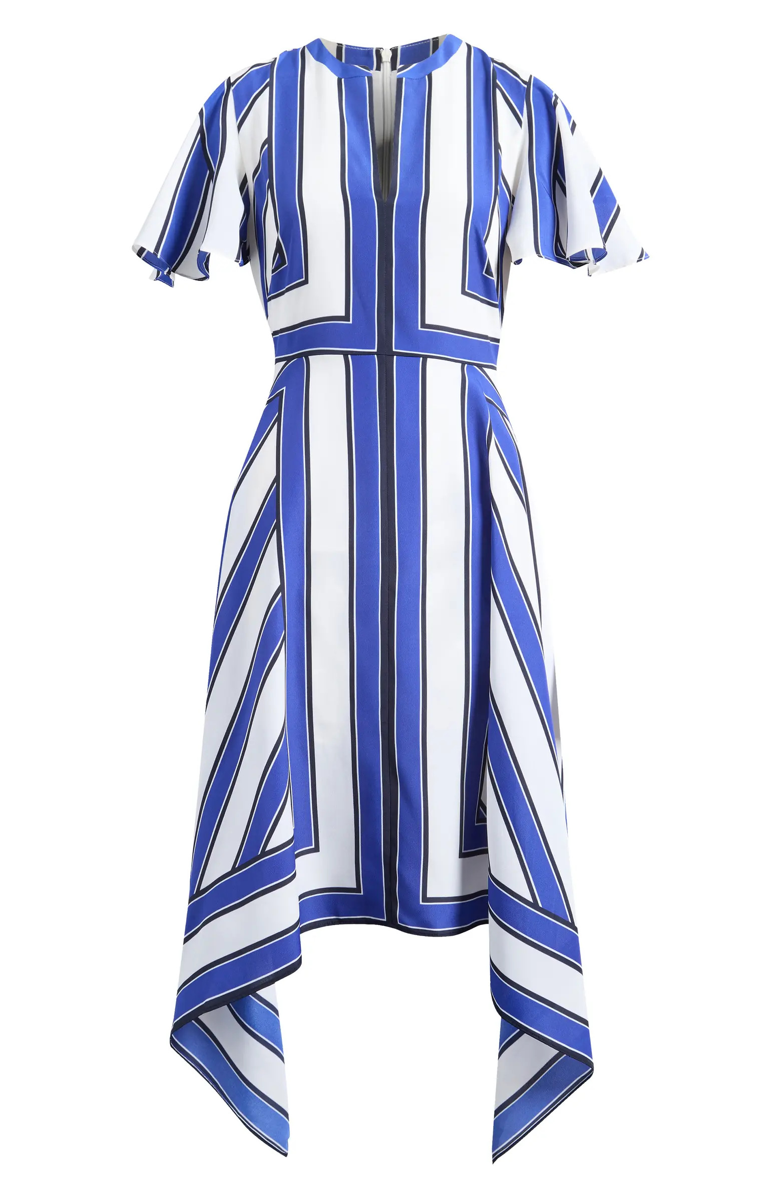 Geometric Stripe High Low Handkerchief Dress | Nordstrom