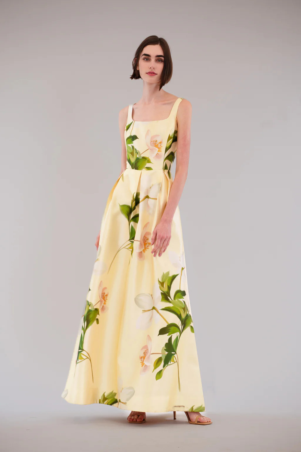 slvless square neck printed mikado long dress | Julia Jordan