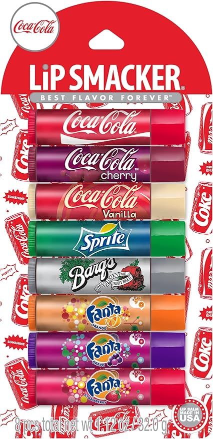 Lip Smacker Coca-Cola Flavored Balm, 8 Count, Flavors Coke, Cherry Vanilla Sprite, Root Beer, Ora... | Amazon (US)