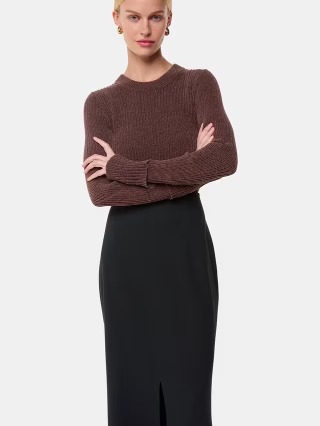 Whistles Ponte Straight Skirt, Black | John Lewis (UK)