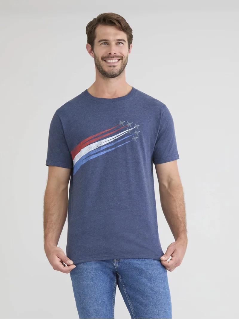 Men’s and Big Men's 4th of July USA Jet Stripe Americana Graphic Tee Shirt by Way to Celebrate,... | Walmart (US)