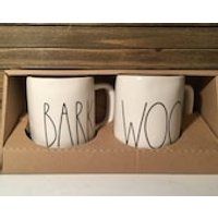 Authentic Rae Dunn Set of Long Letter Mugs, Bark  Woof | Etsy (US)