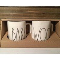 Authentic Rae Dunn Set of Long Letter Mugs, Bark  Woof | Etsy (US)