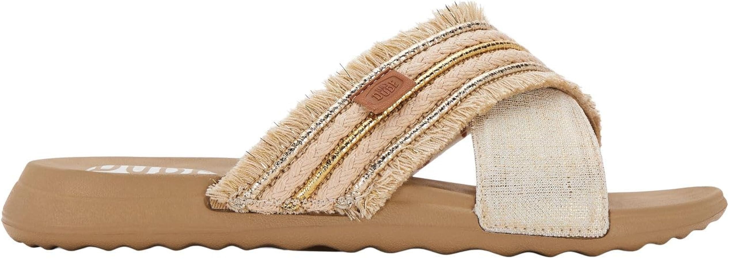 HEYDUDE Christi Slide Novelty Fringe Natural/Gold, Women’s Sandals, women's flip flops, Comfort... | Amazon (US)