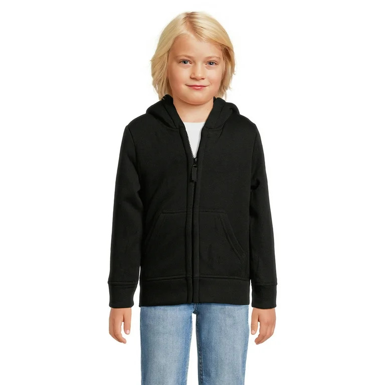Wonder Nation Boys’ Faux Sherpa Hoodie Jacket, Sizes 4-18 Husky - Walmart.com | Walmart (US)