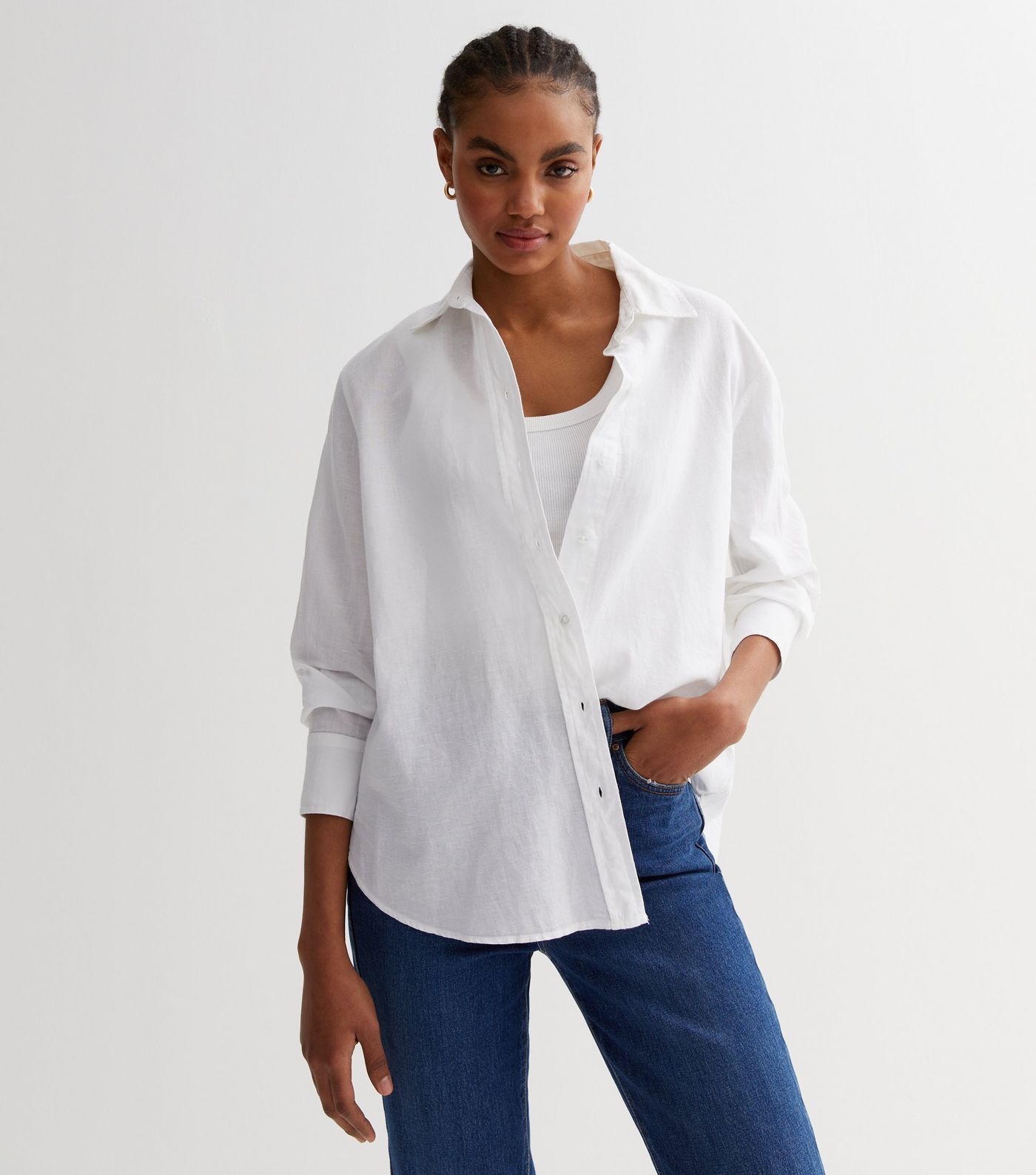 White Linen-Look Oversized Shirt
						
						Add to Saved Items
						Remove from Saved Items | New Look (UK)