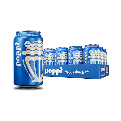 Poppi Sparkling Prebiotic Soda Beverage with Apple Cider Vinegar, Seltzer Water and Fruit Juice, Cream Soda Flavor, 12 Fl Oz, Pack of 12, Packaging May Vary | Amazon (US)