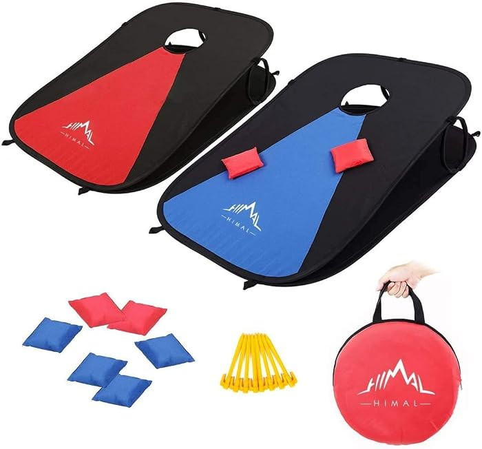 Himal Portable Cornhole Board Set with 8 Toss Bags and Carrying Case, Foldable 3 x 2 Ft Outdoor L... | Amazon (US)