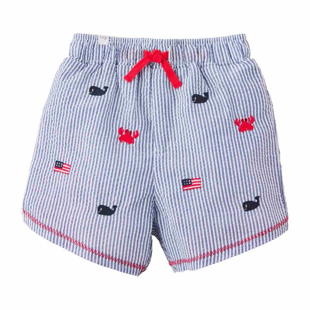 Flags, Whales, and Crabs Swim Trunks | Classic Whimsy