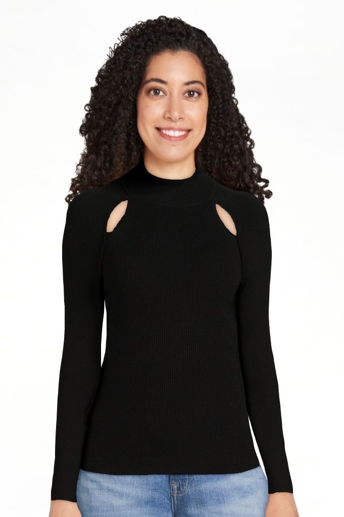 Scoop Women’s Long Cut Out Rib Knit Sweater with Long Sleeves, Sizes XS-XXL | Walmart (US)