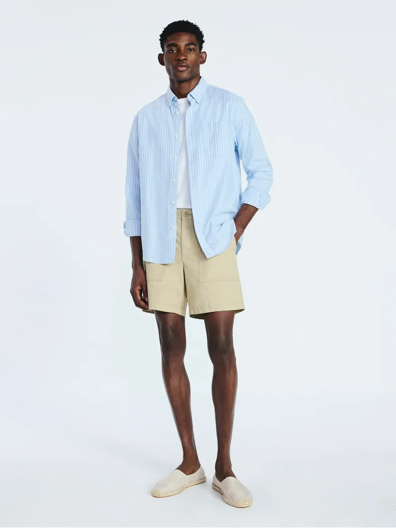 Free Assembly Men's Button Front Oxford Shirt with Long Sleeves, Sizes S-3XL | Walmart (US)