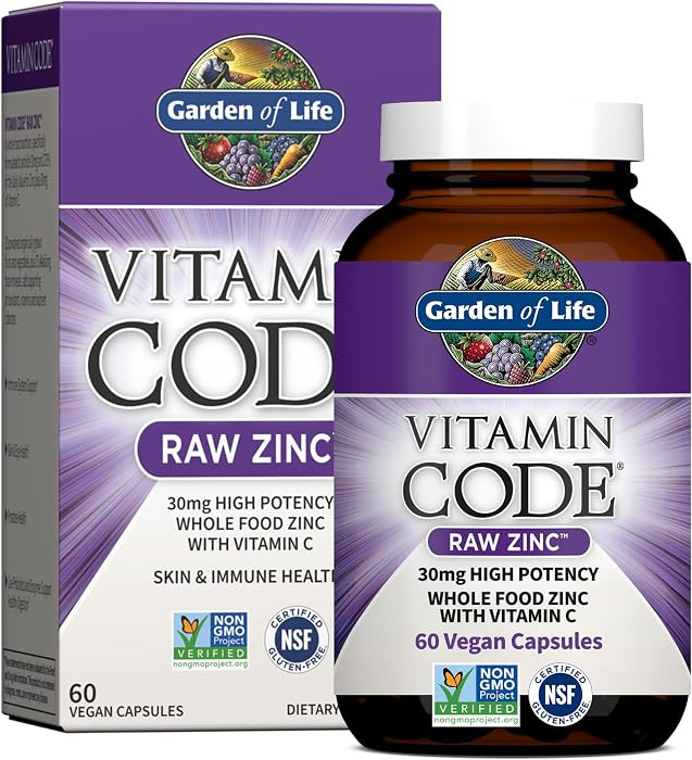 Garden of Life Zinc Supplements 30mg High Potency Raw Zinc and Vitamin C Multimineral Supplement,... | Amazon (US)
