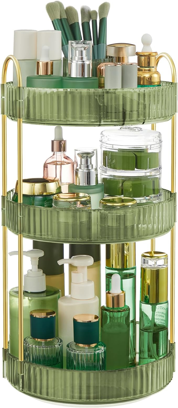 SONGMICS Makeup Organizer, 3-Tier Round Rotating Skincare Organizer Countertop, Customizable, Toi... | Amazon (US)