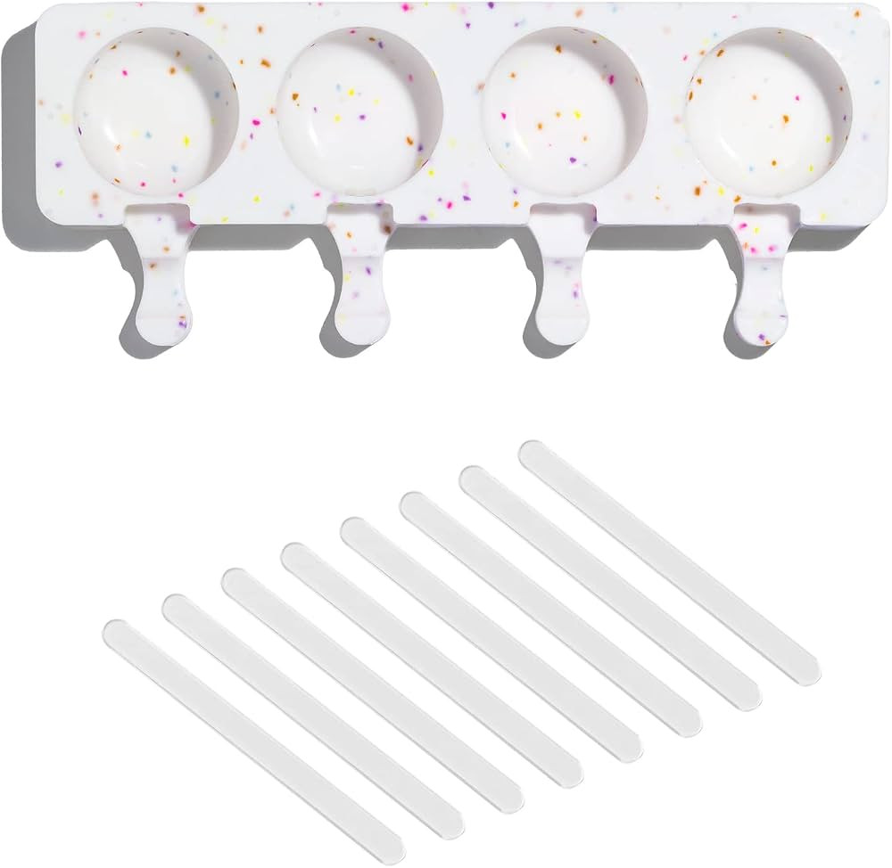 Fancy Sprinkles Halle Round Cakesicle Mold, 4 Cavities Reusable Silicone, Includes 8 Clear Acryli... | Amazon (US)