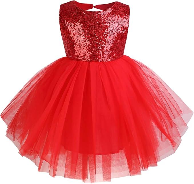 YOUNGER TREE Toddler Baby Girls Dress Sleeveless Sequins Party Dresses Princess Lace Tulle Tutu D... | Amazon (US)