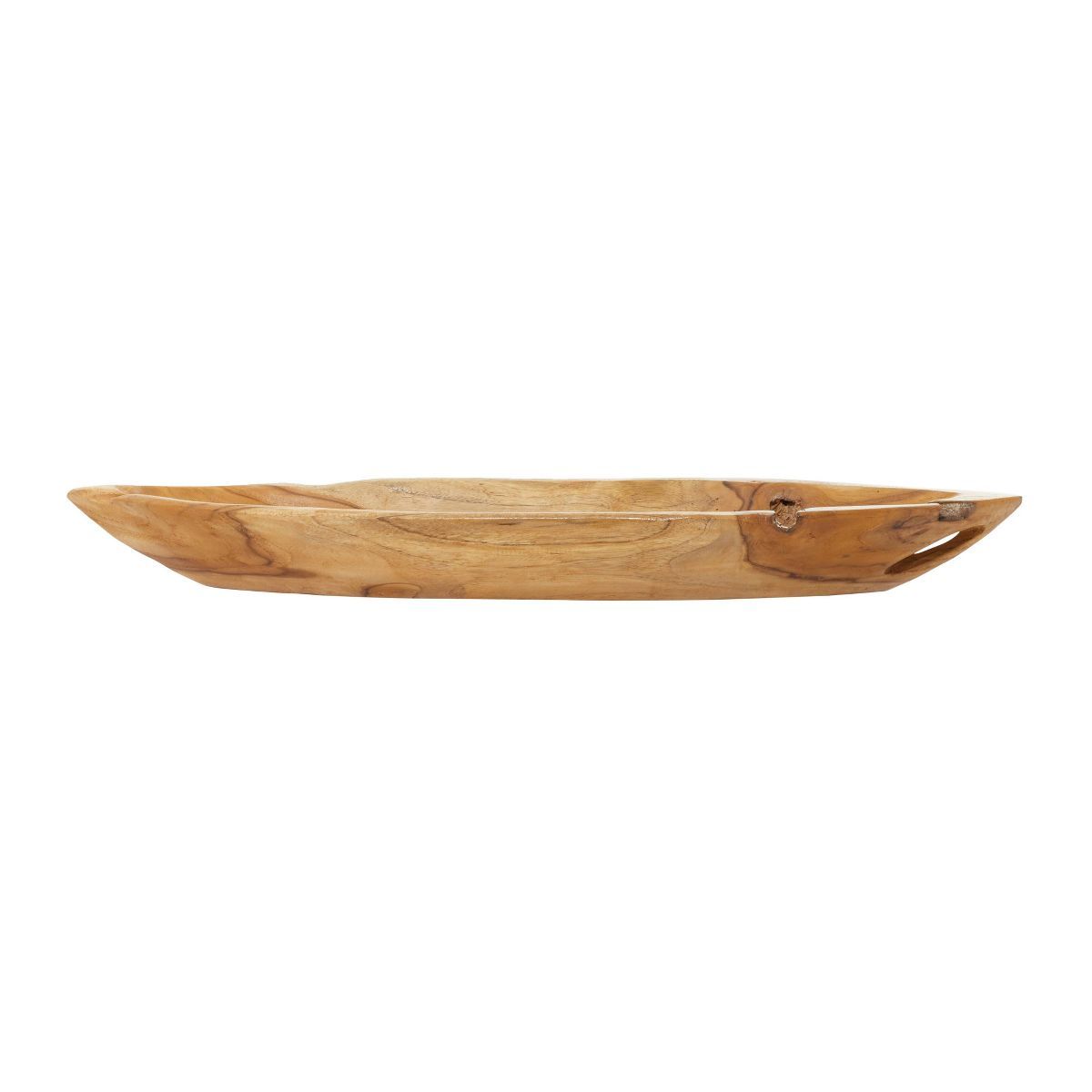 5" x 28" Canoe Shaped Teak Wood Bowl Natural - Olivia & May | Target