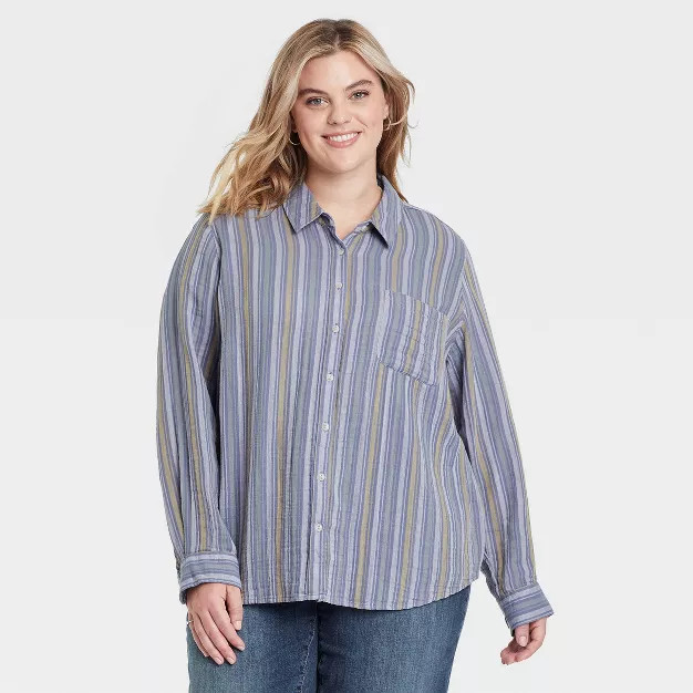Women's Long Sleeve Relaxed Fit Gauze Button-Down Shirt - Universal Thread™ | Target