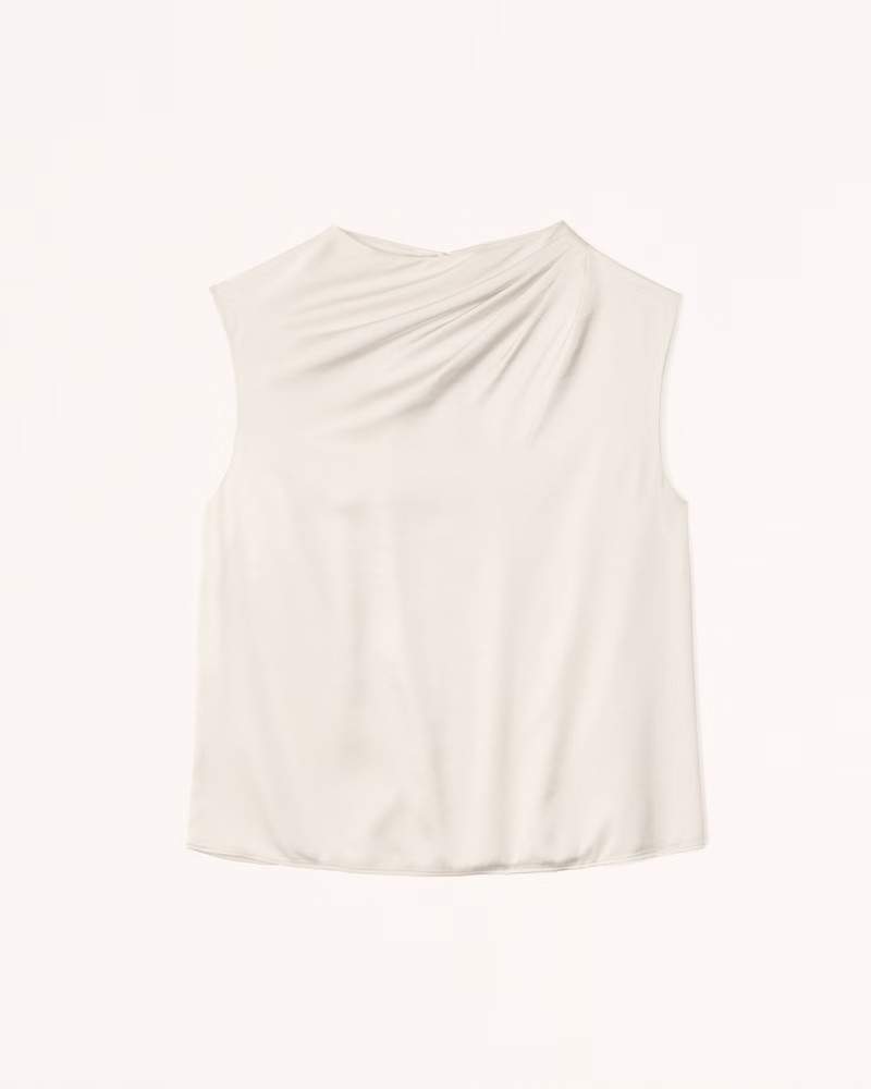 Satin High-Neck Draped Cowl Top | Abercrombie & Fitch (US)