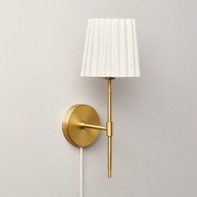 Pleated Shade Wall Sconce Brass/Oatmeal - Hearth & Hand™ with Magnolia | Target