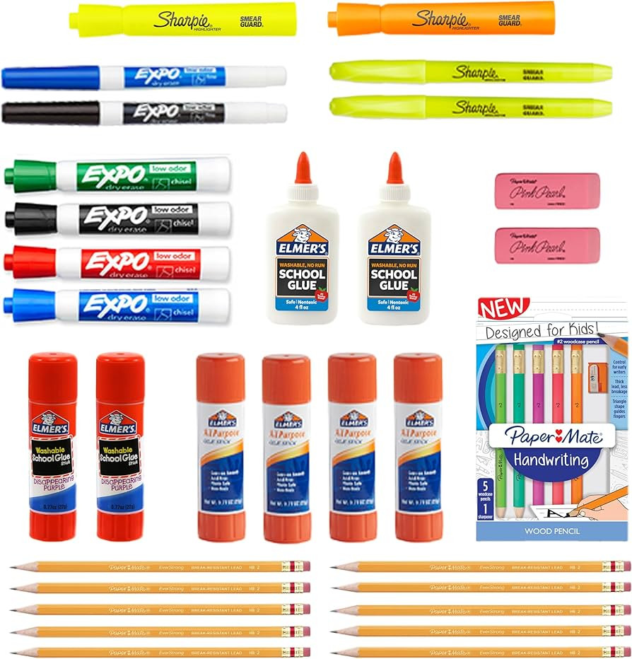 School Supplies Variety Pack, My First All in One Pack, Sharpie, Expo, Paper Mate, Elmer’s, Glu... | Amazon (US)