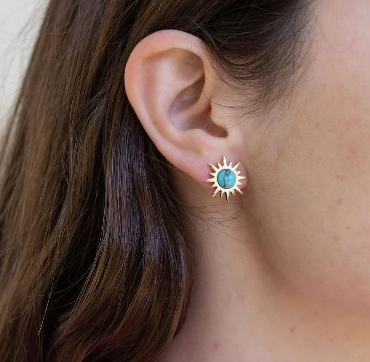 Sunburst Turquoise and Gold studs | Erin McDermott Jewelry