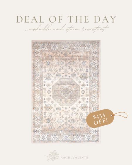 DEAL OF THE DAY: this beautiful, washable and stain resistant rug is $434 off! 😮 we have this one and the way spills and stains just roll right off of it is something like magic! #rugs #rugsale

#LTKSale #LTKhome #LTKsalealert