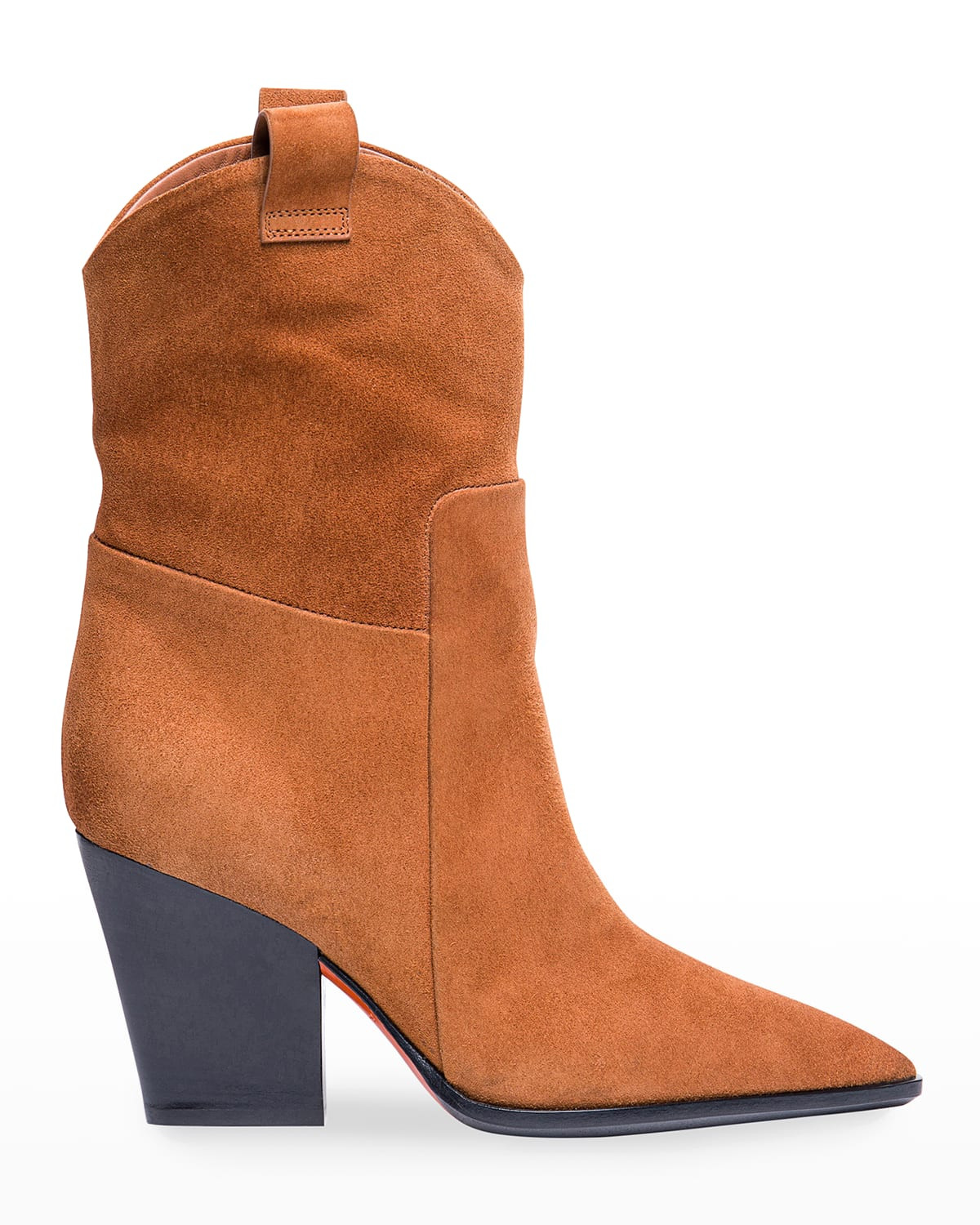 Fasten Suede Short Western Booties | Neiman Marcus