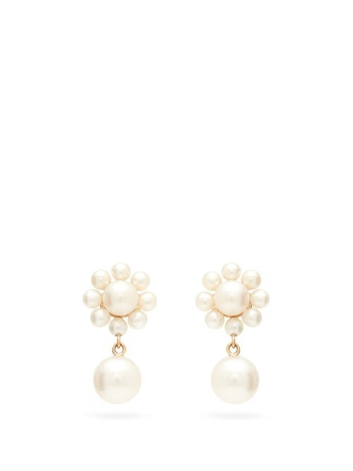 Sophie Bille Brahe - Margherita Pearl & 14kt Gold Drop Earrings - Womens - Pearl | Matches (US)