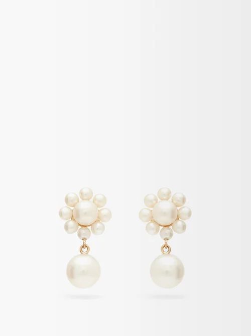 Sophie Bille Brahe - Margherita Pearl & 14kt Gold Drop Earrings - Womens - Pearl | Matches (US)