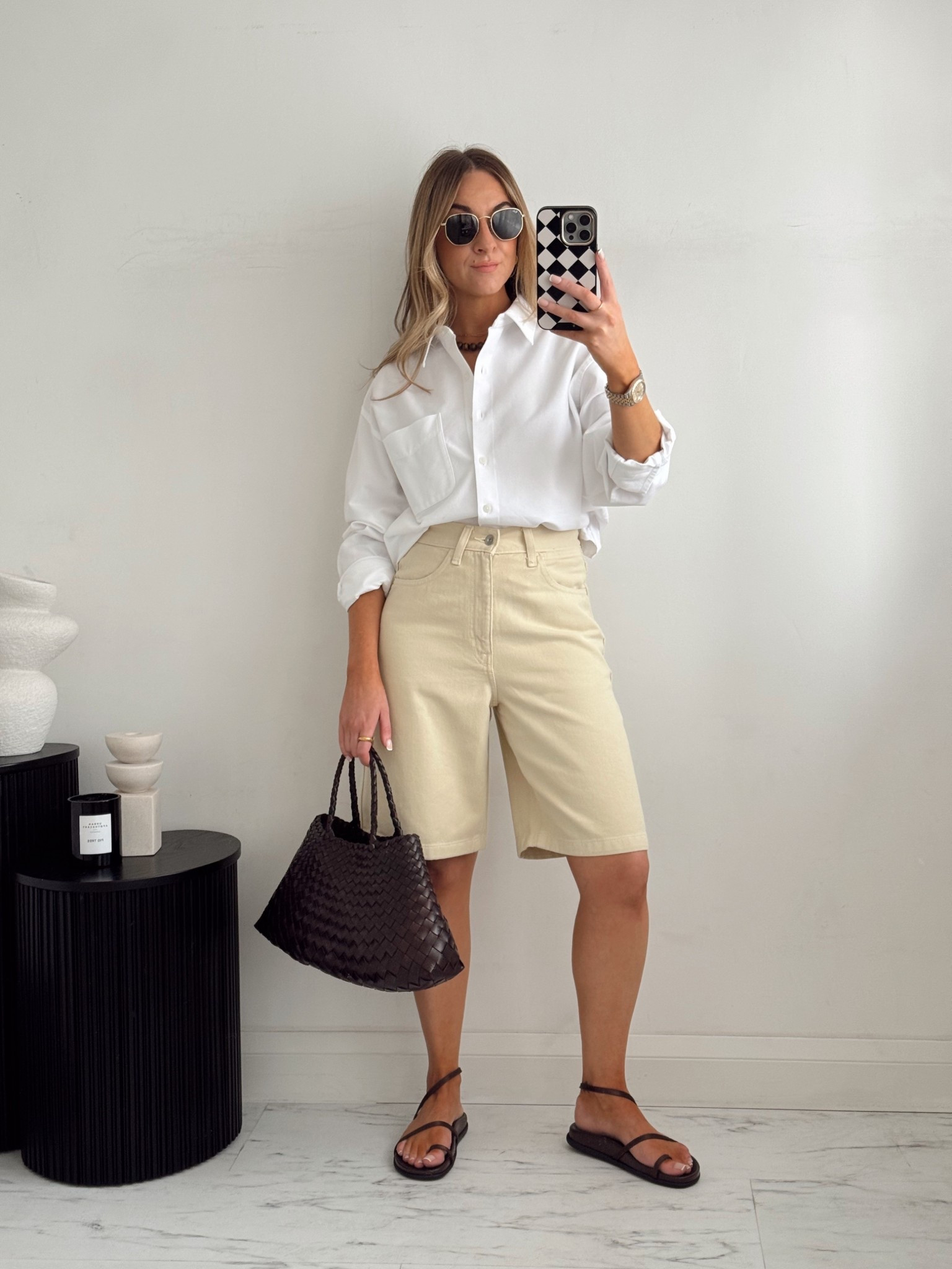 Warm weather outfit with a white shirt and denim Bermuda shorts.
FF20 for 20% off my bag 

Shirt: small
Shorts: 24


#LTKsummer #LTKsale #LTKAprilSpotlight