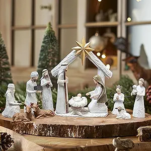 NEROSUN 12 Piece Christmas Nativity Set Figurine, Mini Decorative Religious Christmas Holy Family... | Amazon (US)