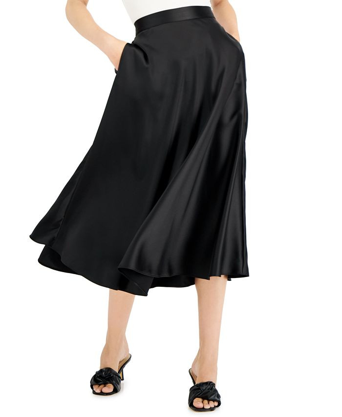 Women's Solid-Color A-Line Pull-On Midi Skirt, Created for Macy's | Macys (US)