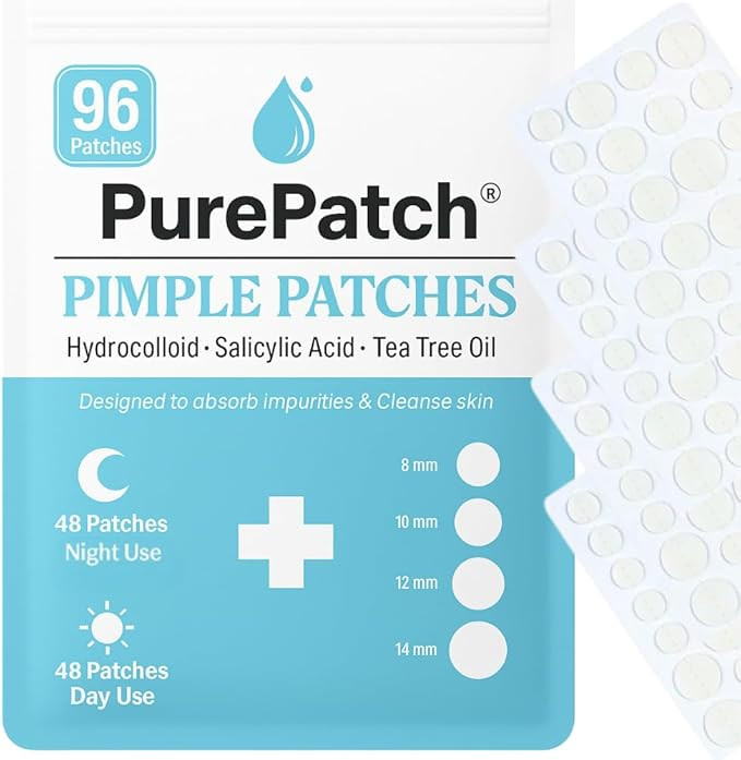 PurePatch Pimple Patches - 96 Hydrocolloid Spot Patches with Salicylic Acid & Tea Tree Oil, 3 Siz... | Amazon (UK)