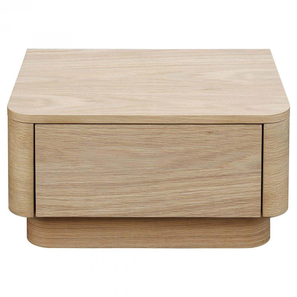 Rex Coastal Light Brown Oak Wood 1 Drawer Nightstand | Kathy Kuo Home